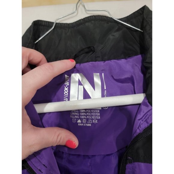 New‎ Look Sport Athletic Size Large Jacket Neon Yellow Purple LOVE Black - Picture 4 of 6